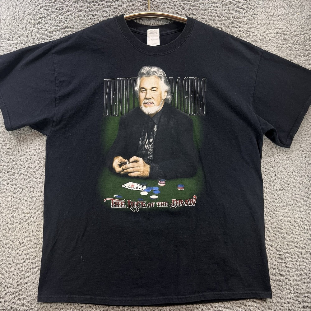Vtg Kenny Rogers The Gambler T-Shirt XL Black Country Music Concert Y2K 2-Sided